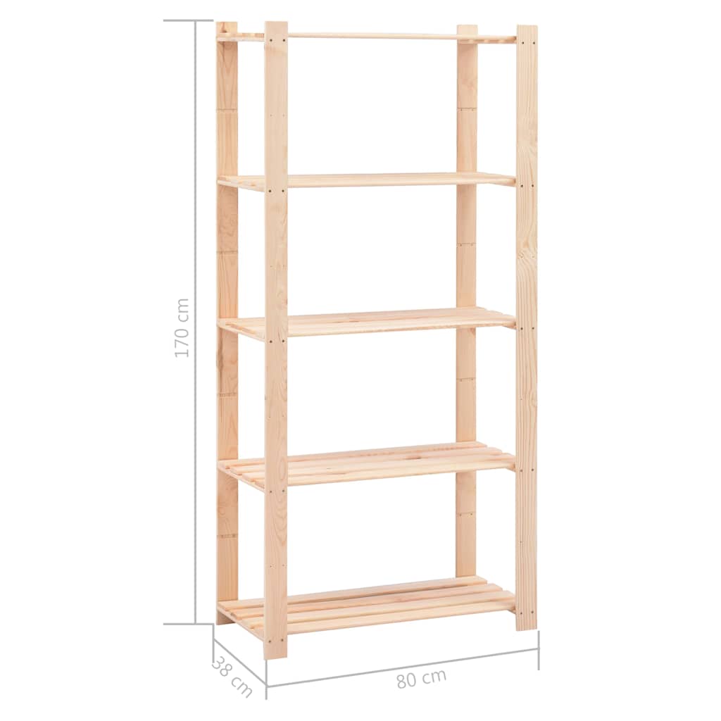 vidaXL Ραφιέρες 5 Επιπέδων 3 τεμ 250 κ 80x38x170 εκ Μασίφ Ξύλο Πεύκου