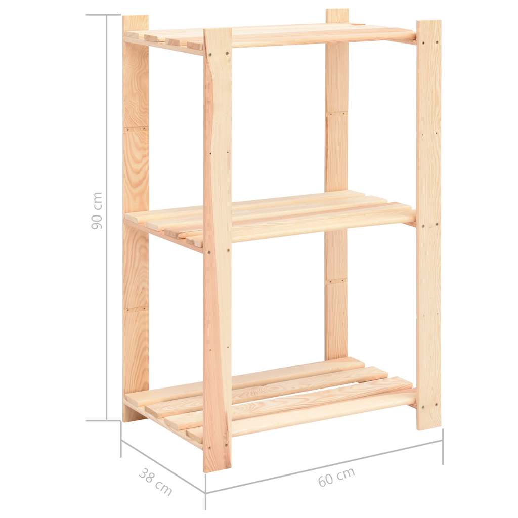 vidaXL Ραφιέρες 3 Επιπέδων 2 τεμ 150 κ. 60x38x90 εκ. Μασίφ Ξύλο Πεύκου
