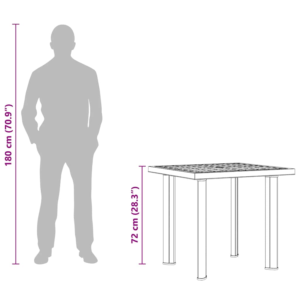 vidaXL Τραπέζι Κήπου Λευκό 80 x 75 x 72 εκ. Πλαστικό