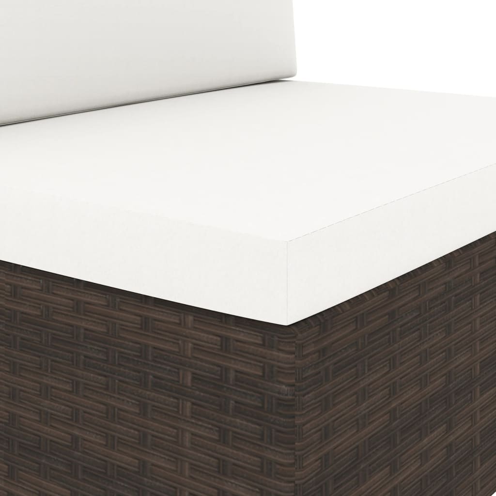 vidaXL Καναπές Αρθρωτός Τριθέσιος Καφέ από Συνθετικό Ρατάν