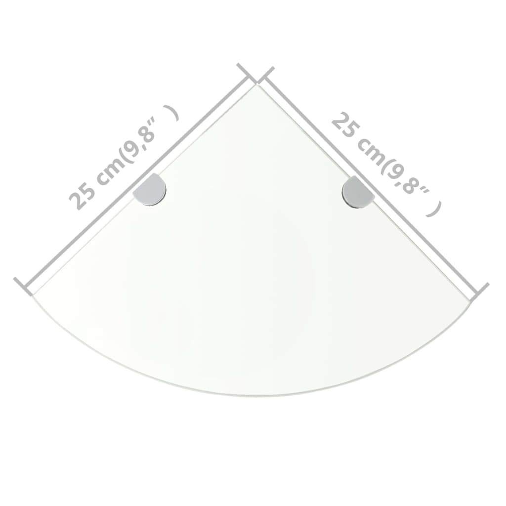 vidaXL Ράφια Γωνία 2 τεμ Διάφανα 25x25 εκ Γυάλινα + Στηρίγματα Χρωμίου