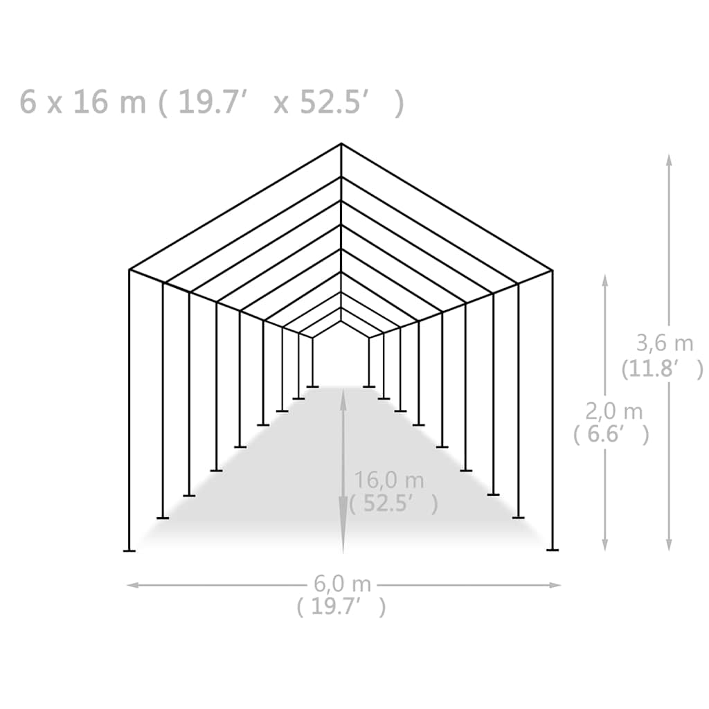 vidaXL Τέντα Εκδηλώσεων Λευκή 6 x 16 μ. από Πολυαιθυλένιο