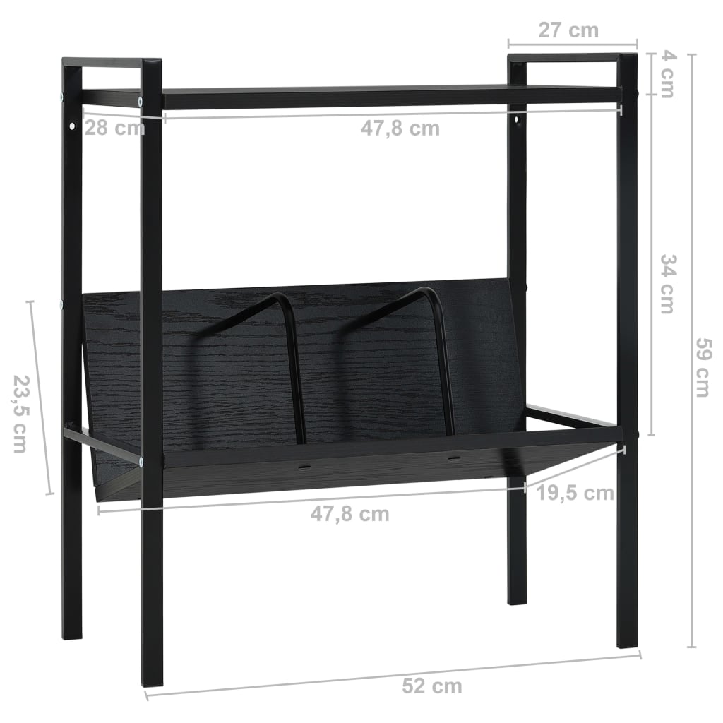 vidaXL Βιβλιοθήκη 2 Επιπέδων Μαύρη 52x28x59 εκ. Επεξεργασμένο Ξύλο