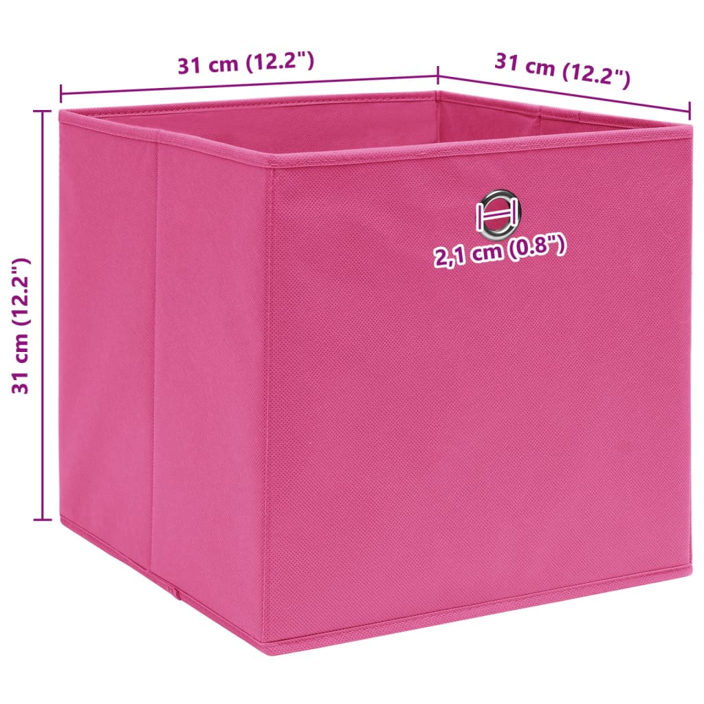 vidaXL Κουτιά Αποθήκευσης 4 τεμ. Ροζ 32 x 32 x 32 εκ. Υφασμάτινα