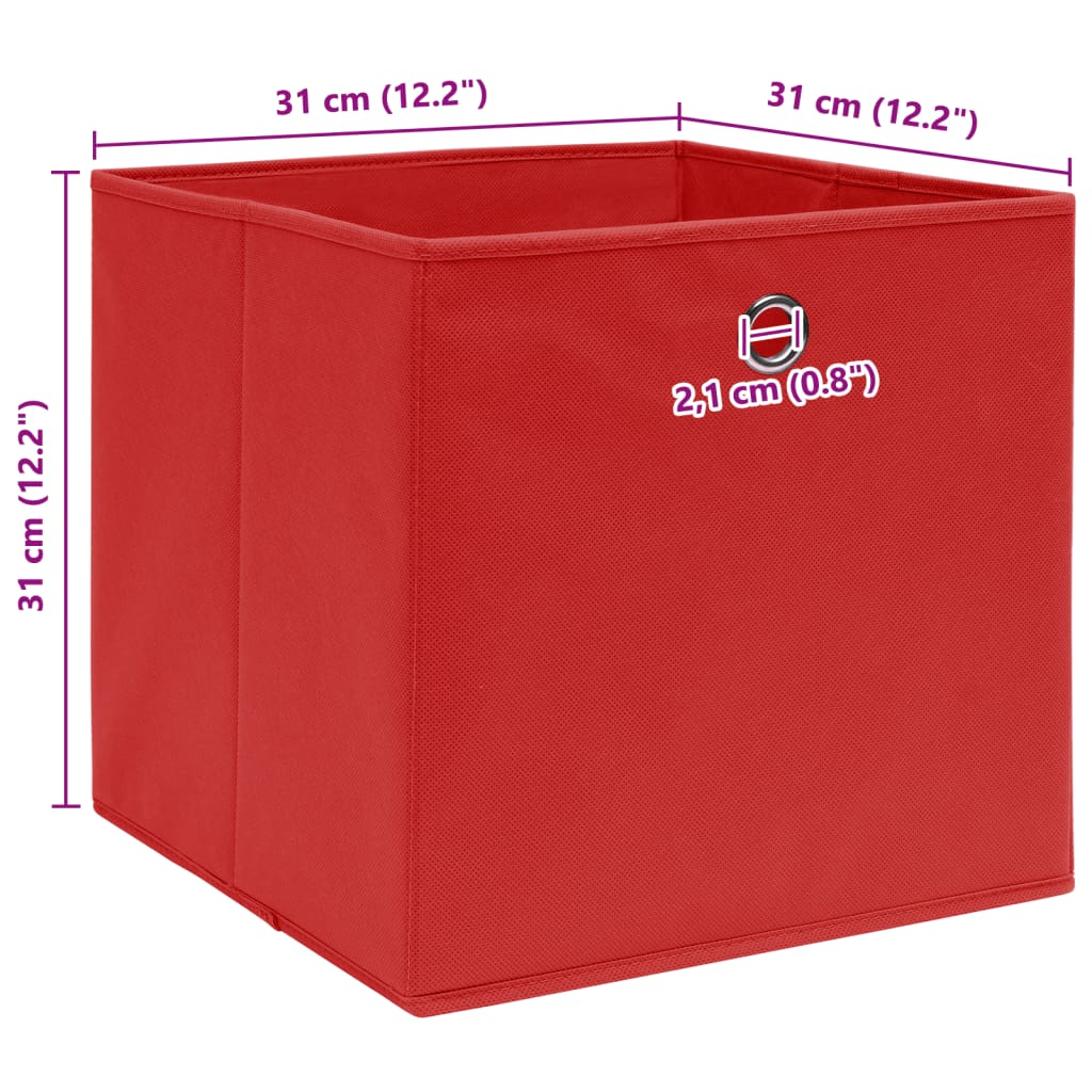 vidaXL Κουτιά Αποθήκευσης 10 τεμ. Κόκκινα 32 x 32 x 32 εκ. Υφασμάτινα