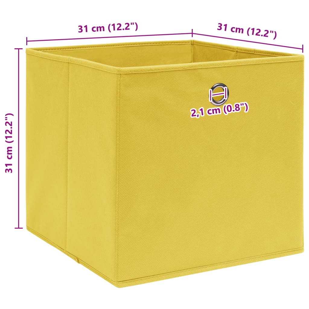 vidaXL Κουτιά Αποθήκευσης 4 τεμ. Κίτρινα 32 x 32 x 32 εκ. Υφασμάτινα
