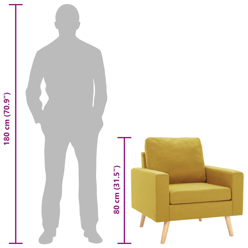 vidaXL Πολυθρόνα Κίτρινη Υφασμάτινη