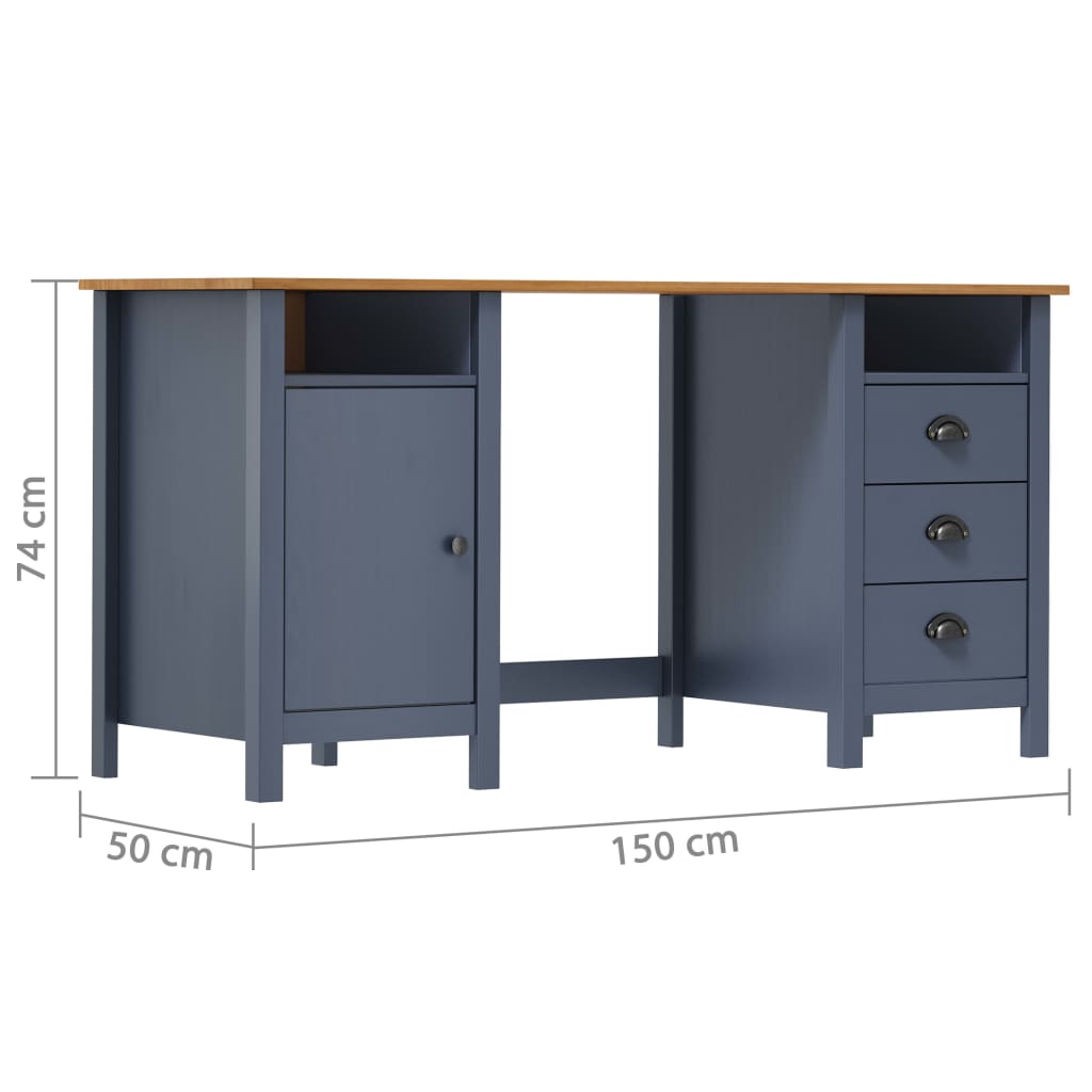 vidaXL Γραφείο Hill Γκρι 150x50x74 εκ. από Μασίφ Ξύλο Πεύκου