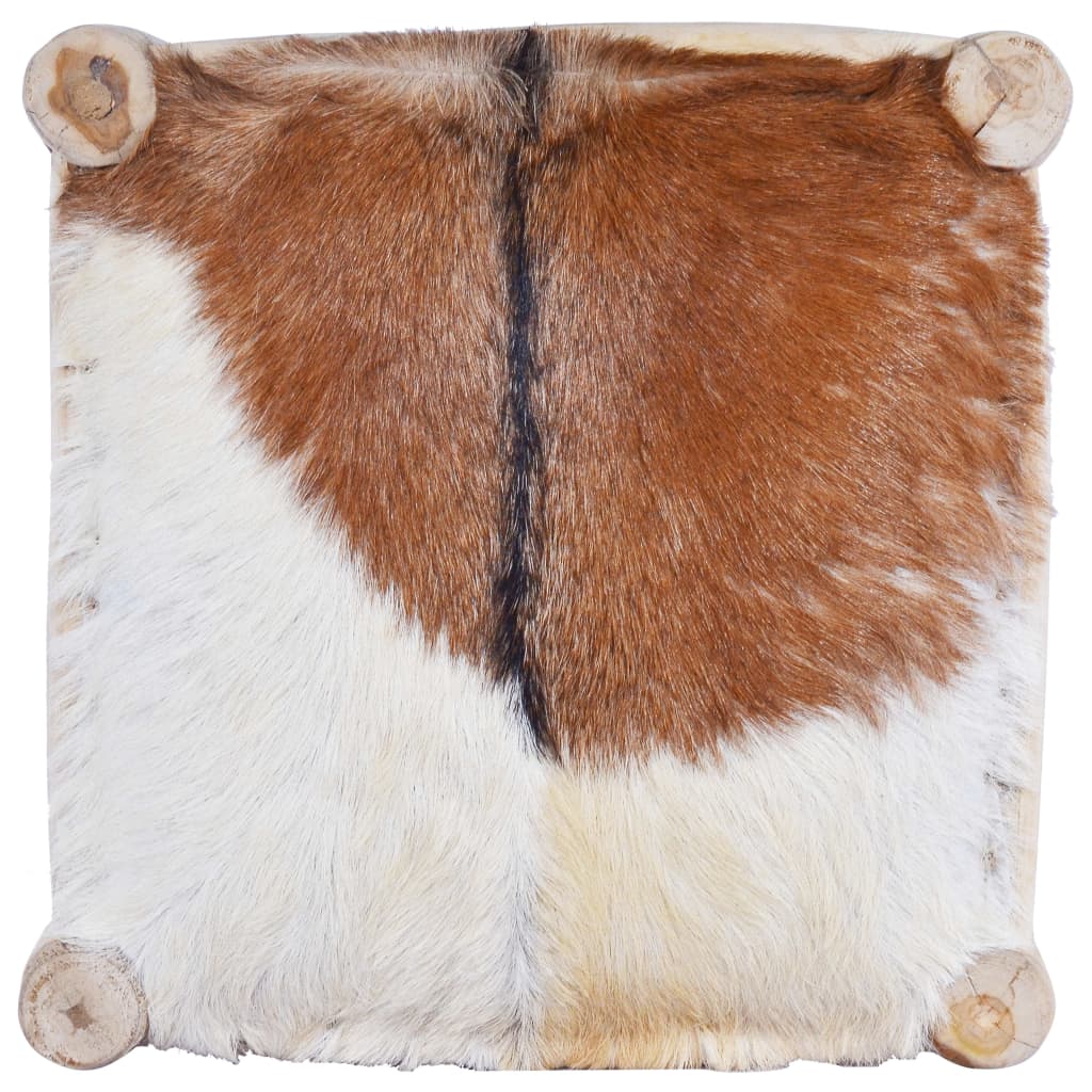 vidaXL Σκαμπό Μπαρ από Γνήσιο Δέρμα Κατσίκας και Μασίφ Ξύλο Teak