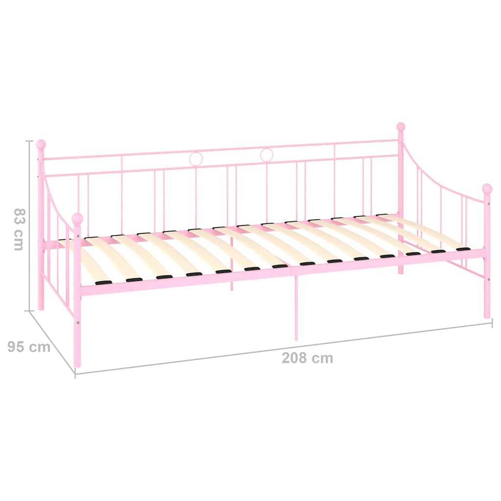 vidaXL Πλαίσιο για Καναπέ - Κρεβάτι Ροζ 90 x 200 εκ. Μεταλλικό