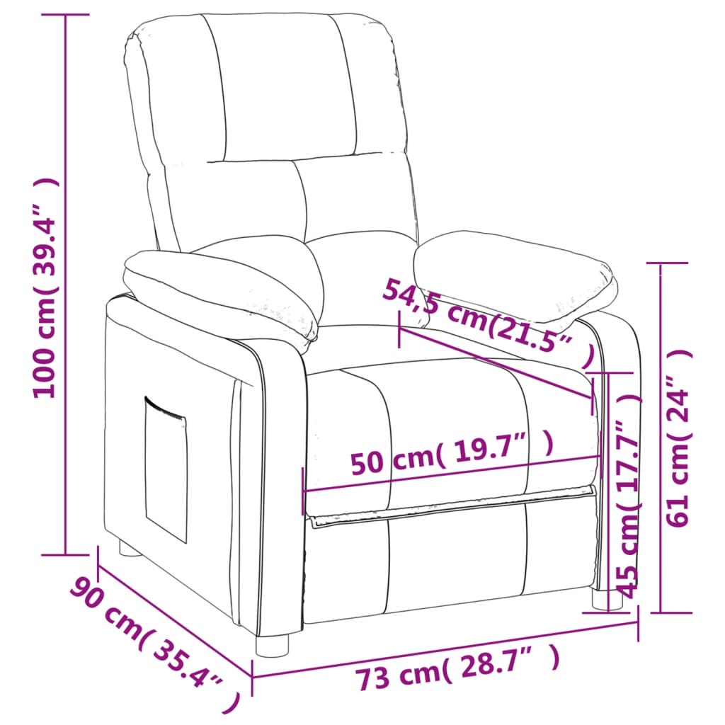 vidaXL Πολυθρόνα Ανακλινόμενη Μαύρη Υφασμάτινη