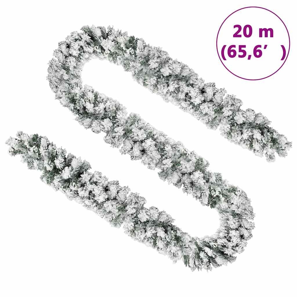 vidaXL Γιρλάντα Χριστουγεννιάτικη Χιονισμένη Πράσινη 20 μ. από PVC
