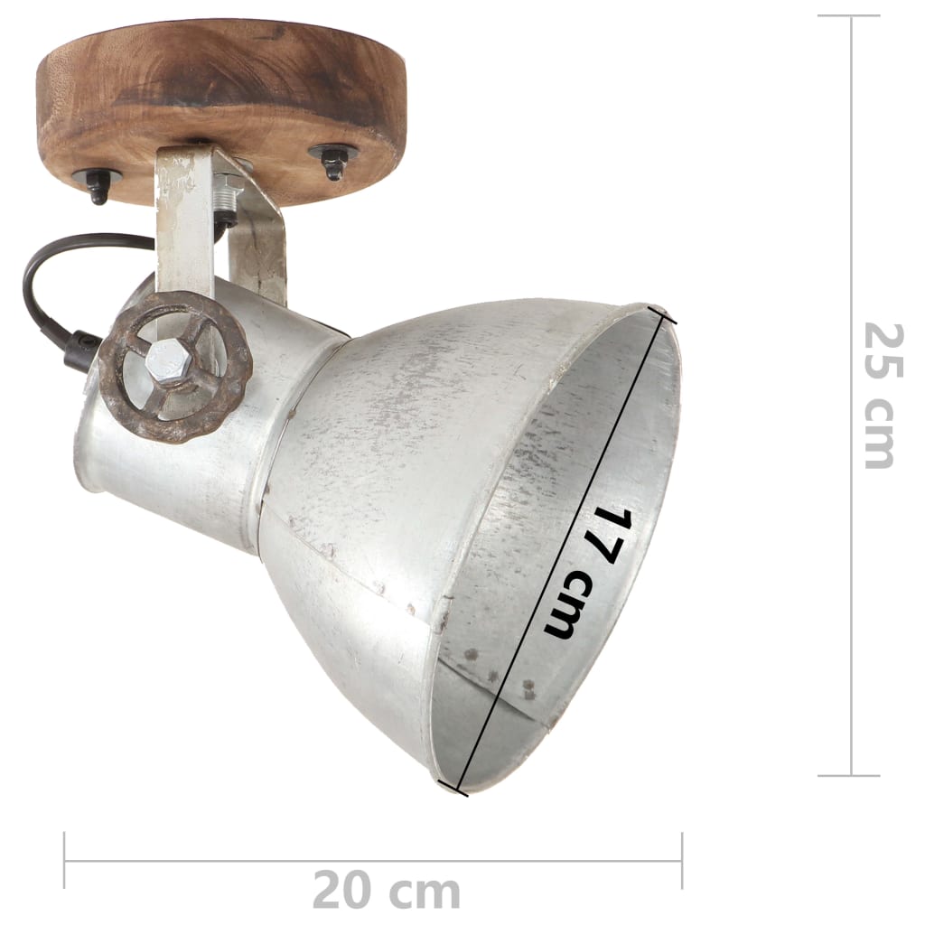 vidaXL Φωτιστικά Τοίχου/Οροφής Industrial 2 τεμ. Ασημί 20x25 εκ. Ε27