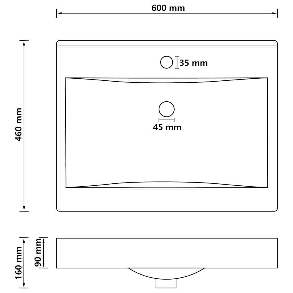 vidaXL Νιπτήρας με Οπή Βρύσης Λευκό Ματ 60 x 46 εκ. Κεραμικός