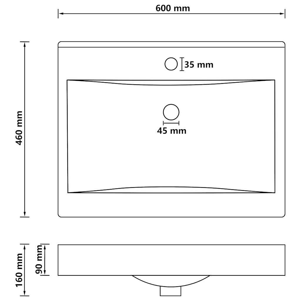 vidaXL Νιπτήρας με Οπή Βρύσης Σκούρο Καφέ Ματ 60 x 46 εκ. Κεραμικός