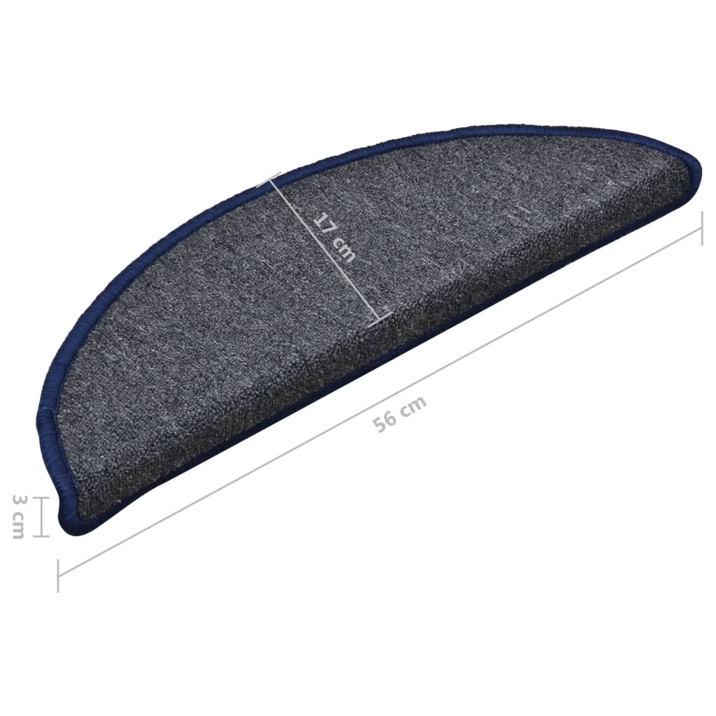 vidaXL Πατάκια Σκάλας Μοκέτα 15 τεμ. Σκούρο Γκρι/Μπλε 56 x 17 x 3 εκ.