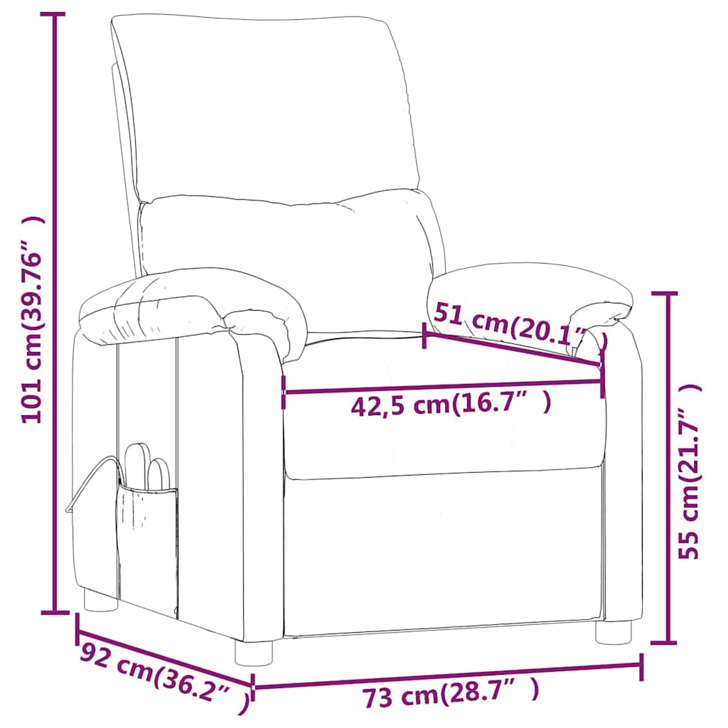 vidaXL Πολυθρόνα Μασάζ Ανοιχτό Γκρι Υφασμάτινη