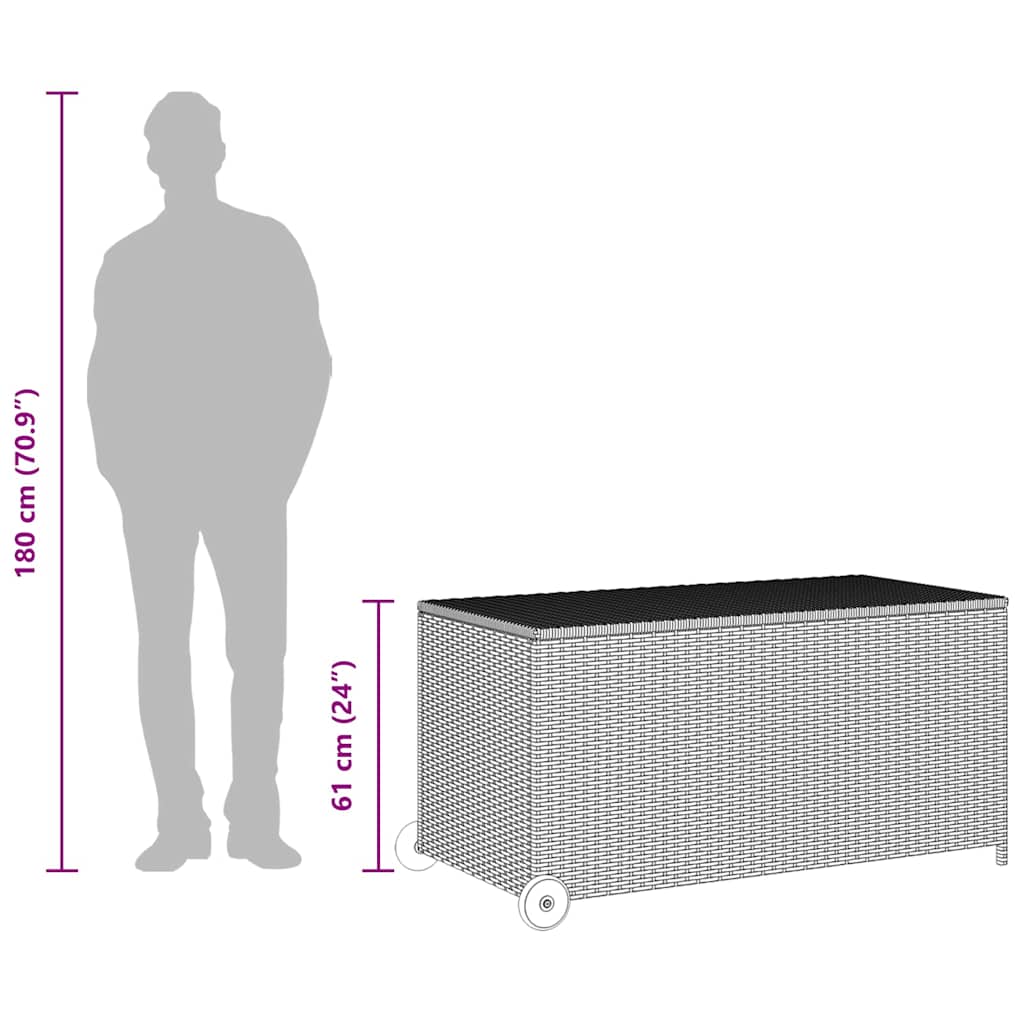 vidaXL Κουτί Αποθήκευσης Κήπου Ανοιχτό Γκρι 120x65x61 εκ. Συνθ. Ρατάν