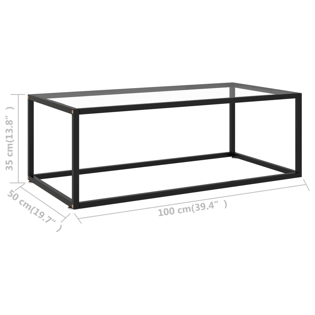 vidaXL Τραπεζάκι Σαλονιού Μαύρο 100 x 50 x 35 εκ. με Ψημένο Γυαλί