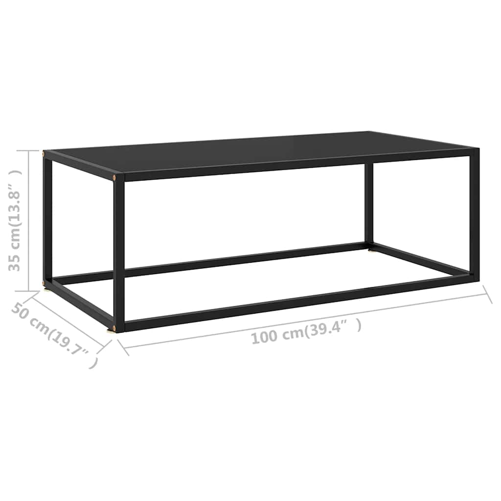 vidaXL Τραπεζάκι Σαλονιού Μαύρο 100 x 50 x 35 εκ. με Μαύρο Γυαλί