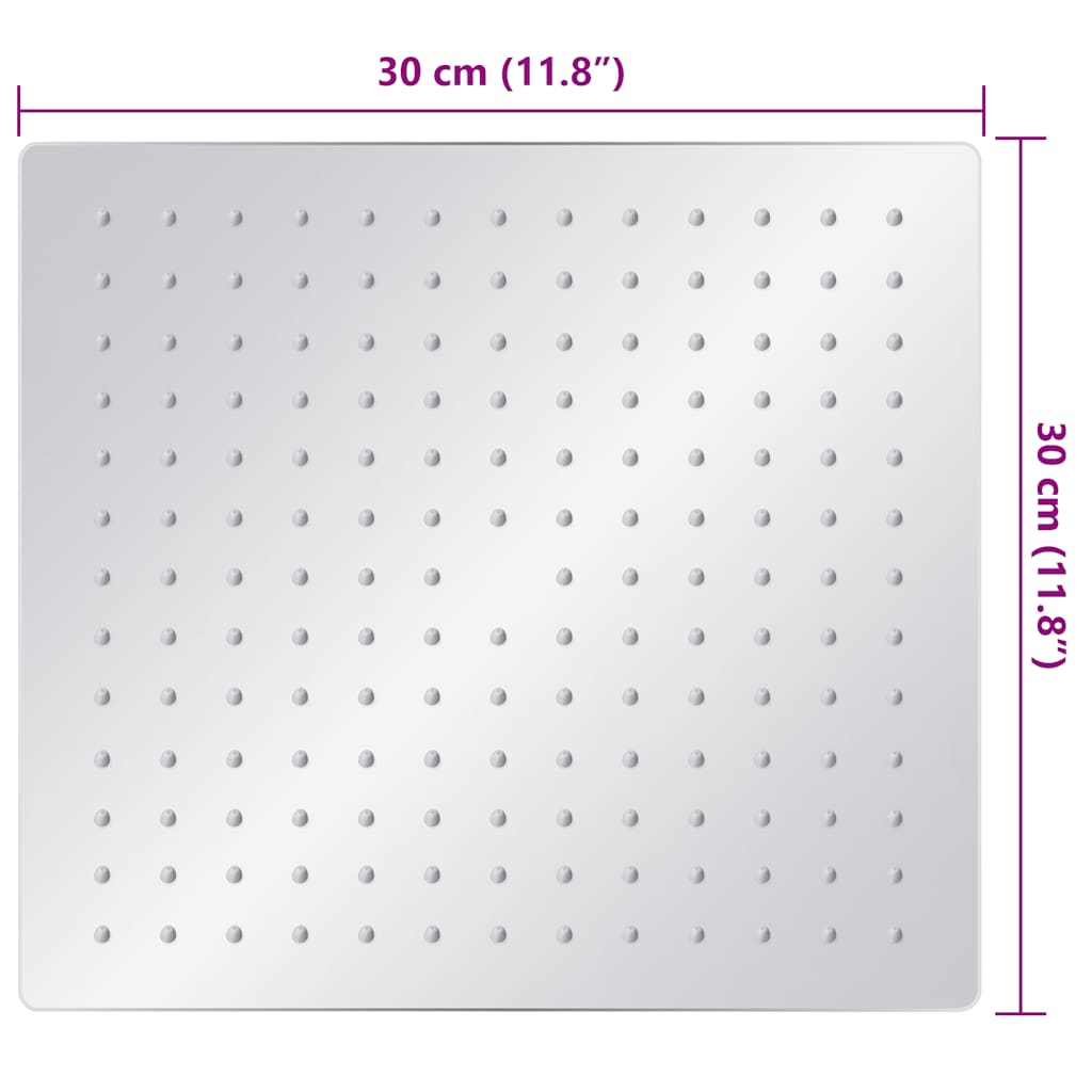 vidaXL Κεφαλή Nτους Βροχή Τετράγωνη 30 x 30 εκ. Ανοξείδωτο Ατσάλι 304