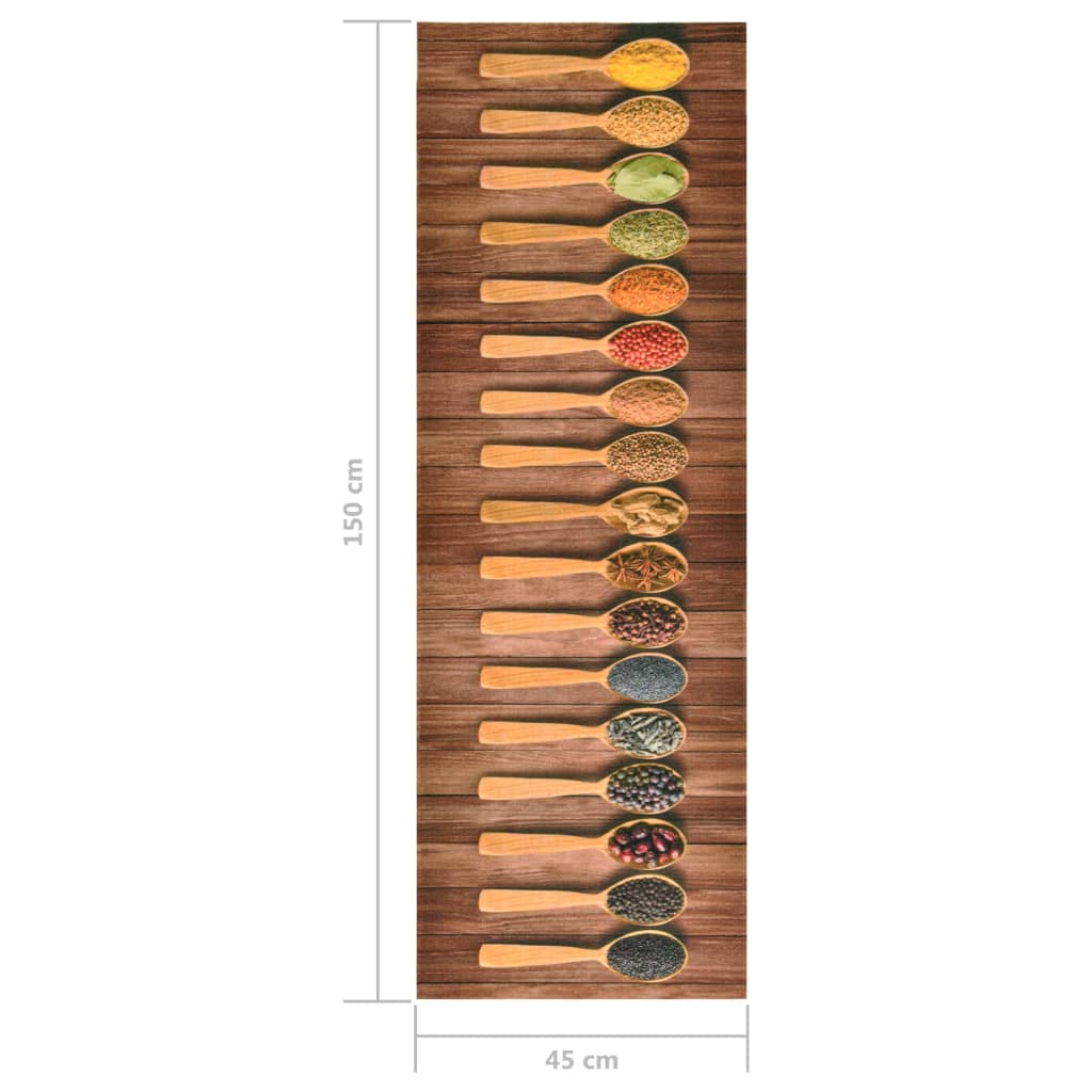 vidaXL Πατάκι Κουζίνας Σχέδιο Κουτάλια Πλενόμενο 45 x 150 εκ.