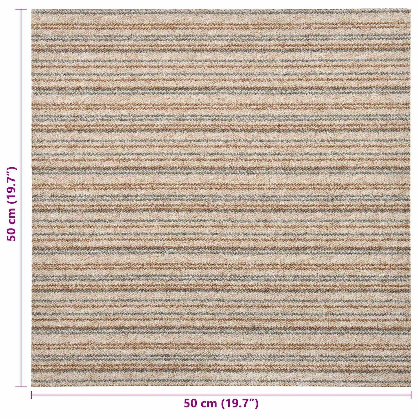 vidaXL Χαλί 20 pcs Ριγέ μπεζ 50 x 50 cm 100% Πολυπροπυλένιο