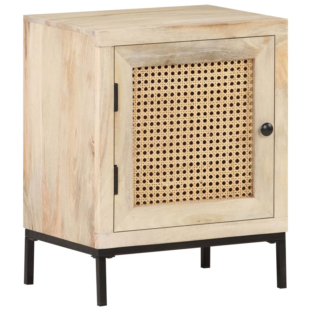 vidaXL Κομοδίνο 40 x 30 x 50 εκ. Μασίφ Ξύλο Μάνγκο/Φυσικό Ζαχαροκάλαμο