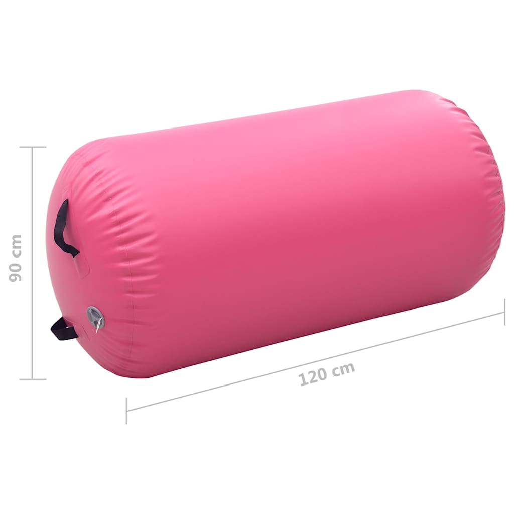 vidaXL Κύλινδρος Γυμναστικής Φουσκωτός Ροζ 120 x 90 εκ. PVC & Τρόμπα