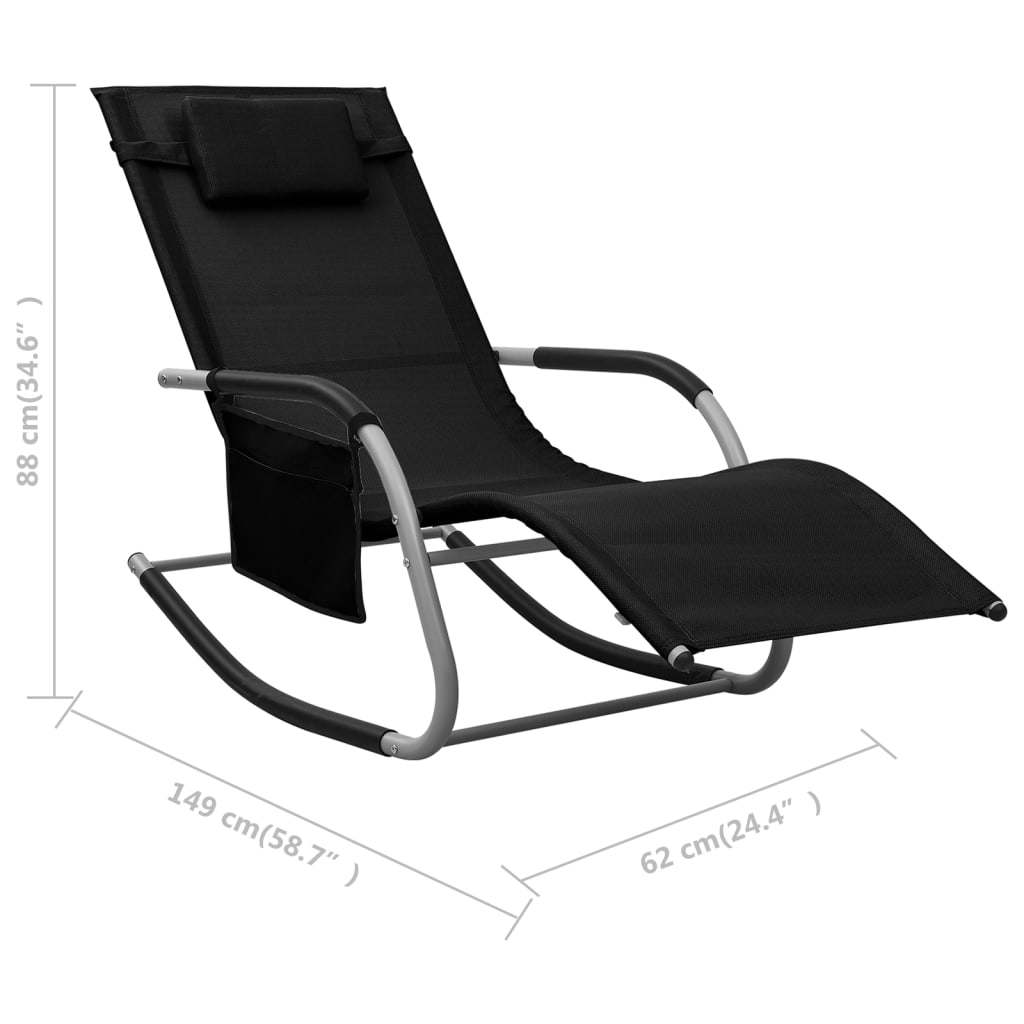 vidaXL Ξαπλώστρες 2 τεμ. Μαύρες /Γκρι από Textilene