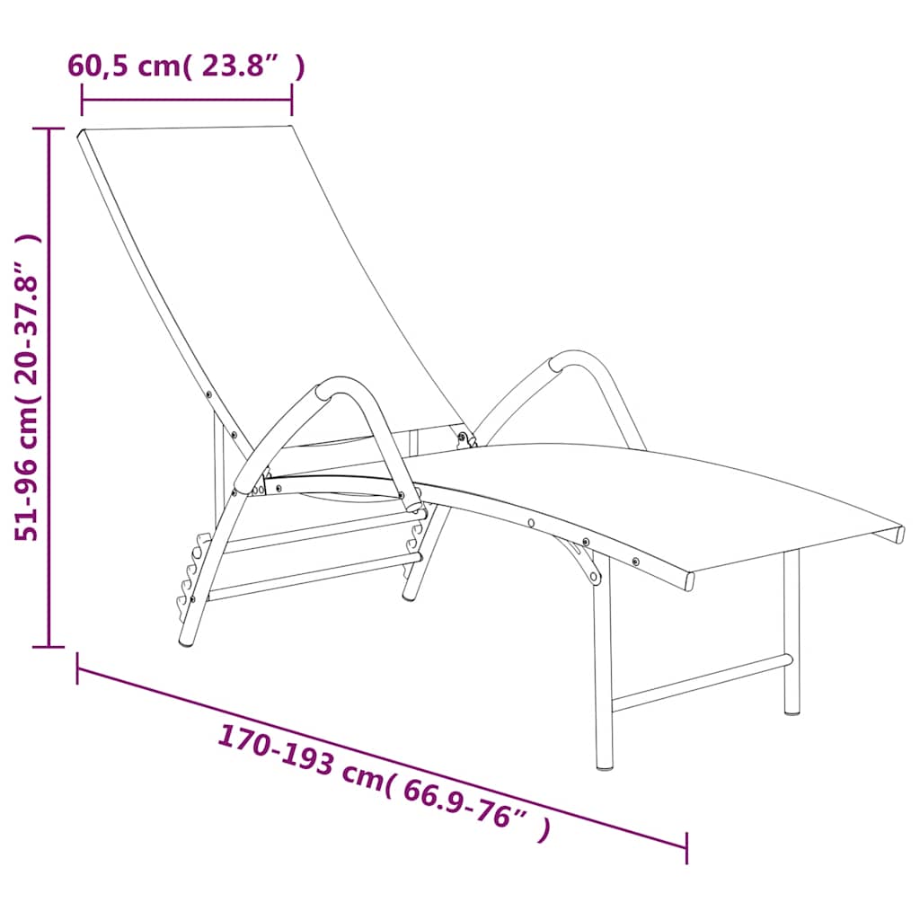 vidaXL Ξαπλώστρα Taupe από Textilene και Αλουμίνιο