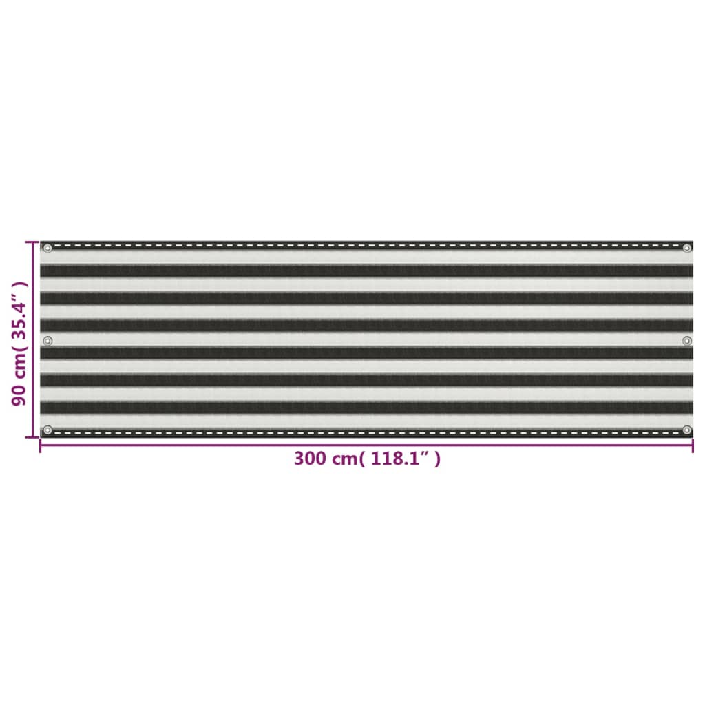 vidaXL Διαχωριστικό Βεράντας Ανθρακί και Λευκό 90 x 300 εκ. από HDPE