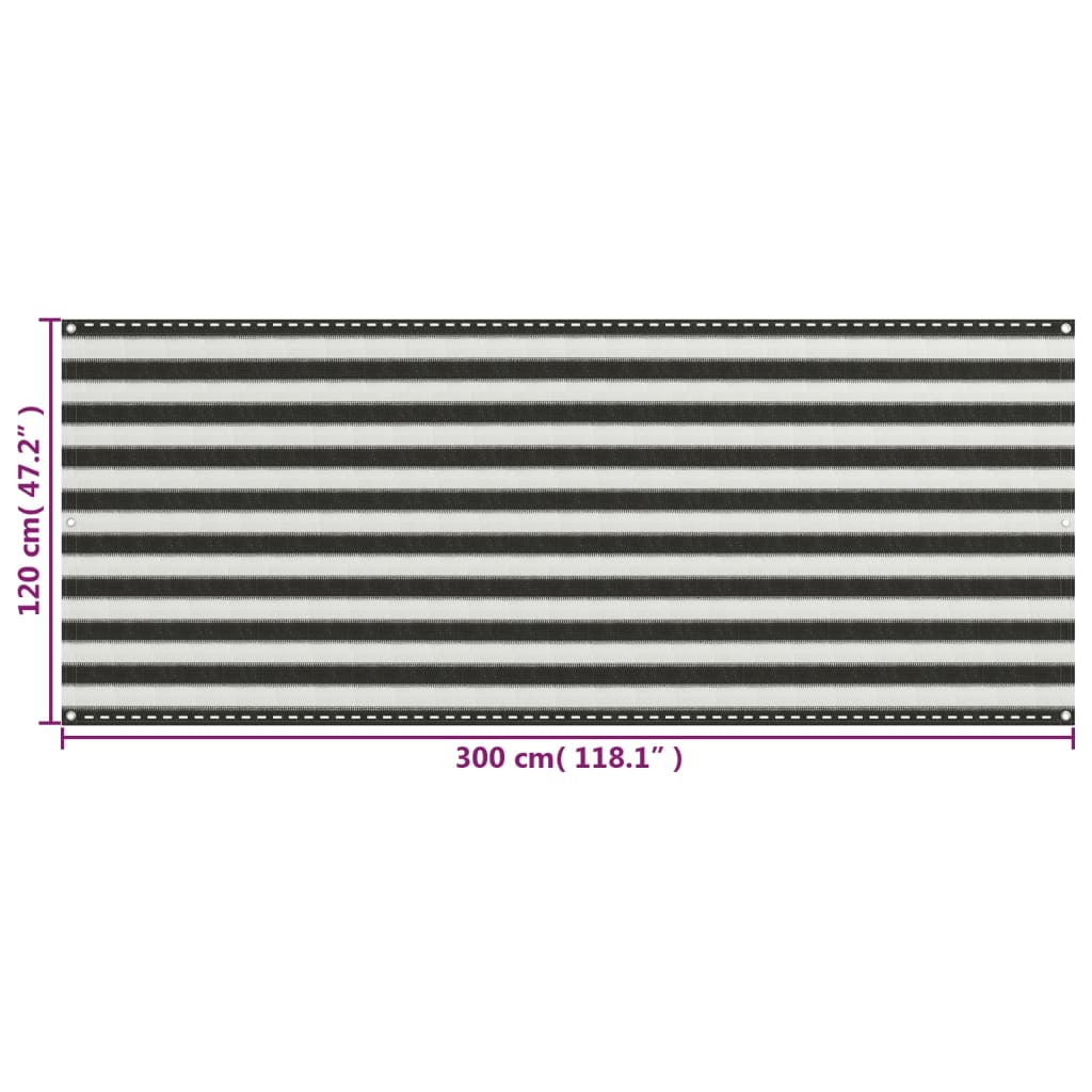 vidaXL Διαχωριστικό Βεράντας Ανθρακί και Λευκό 120 x 300 εκ. από HDPE