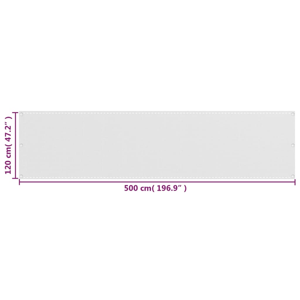 vidaXL Διαχωριστικό Βεράντας Λευκό 120 x 500 εκ. από HDPE