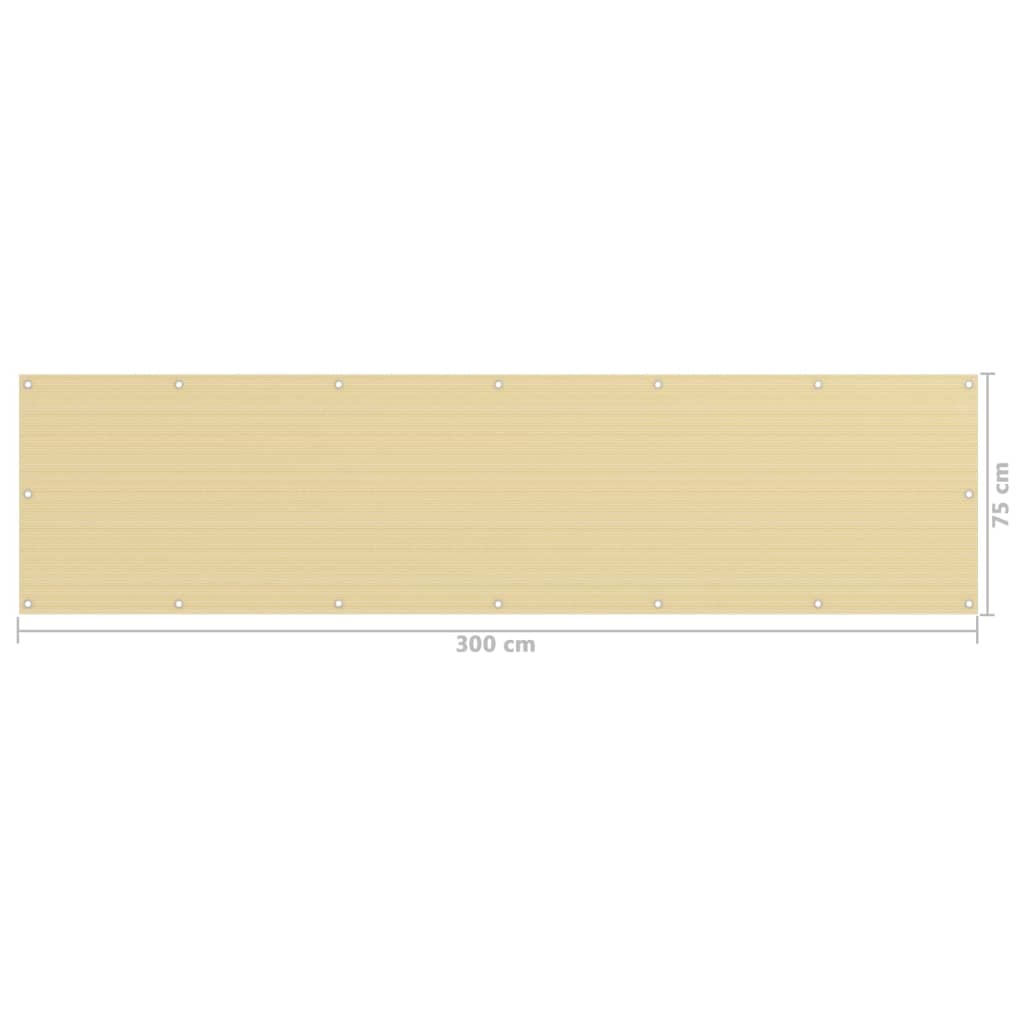 vidaXL Διαχωριστικό Βεράντας Μπεζ 75 x 300 εκ. από HDPE