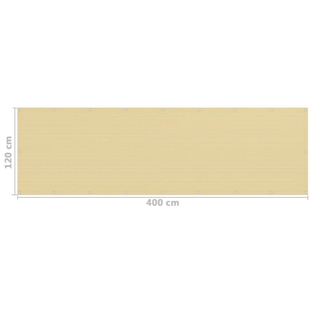vidaXL Διαχωριστικό Βεράντας Μπεζ 120 x 400 εκ. από HDPE