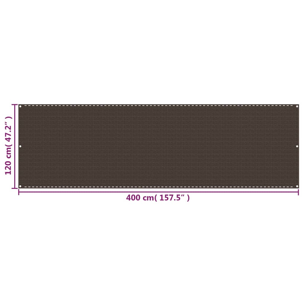vidaXL Διαχωριστικό Βεράντας Καφέ 120 x 400 εκ. από HDPE
