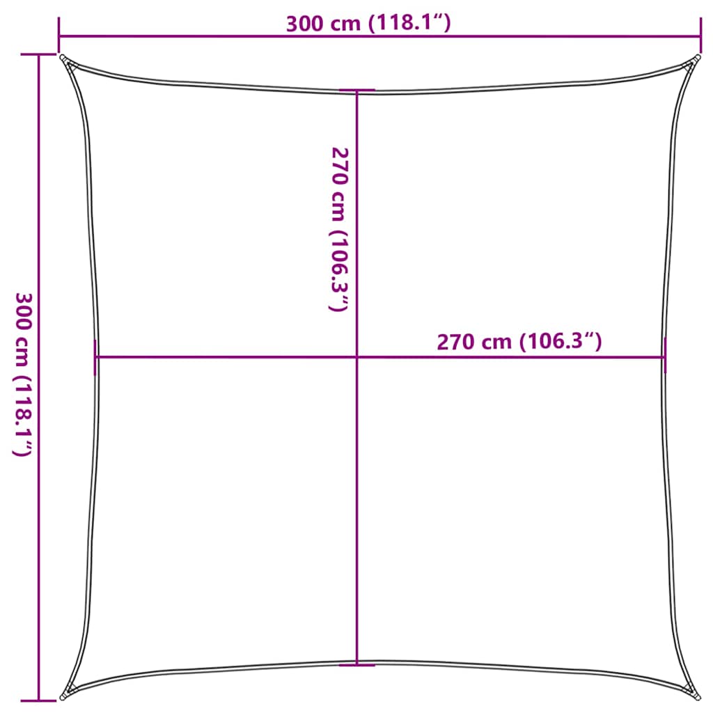 vidaXL Πανί Σκίασης Μαύρο 3 x 3 μ. από HDPE 160 γρ./μ²