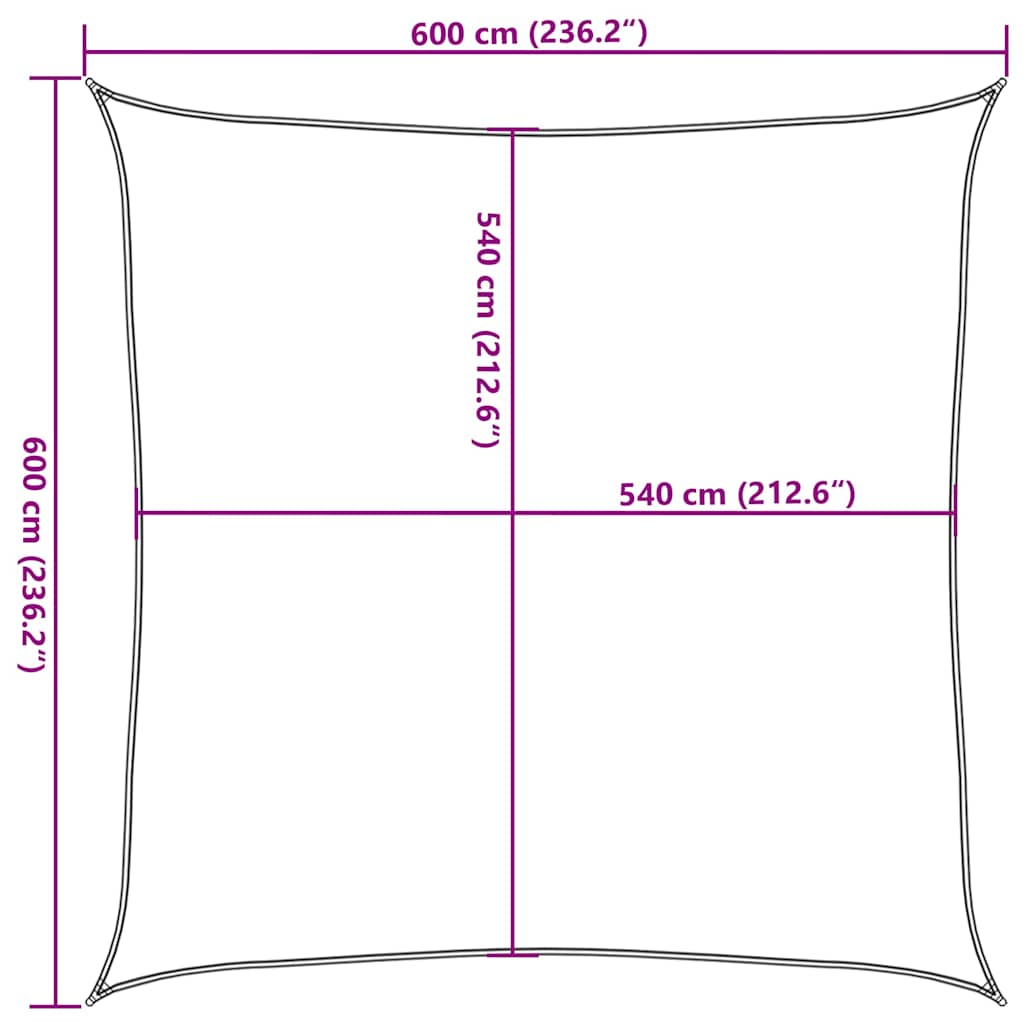 vidaXL Πανί Σκίασης Μαύρο 6 x 6 μ. από HDPE 160 γρ./μ²