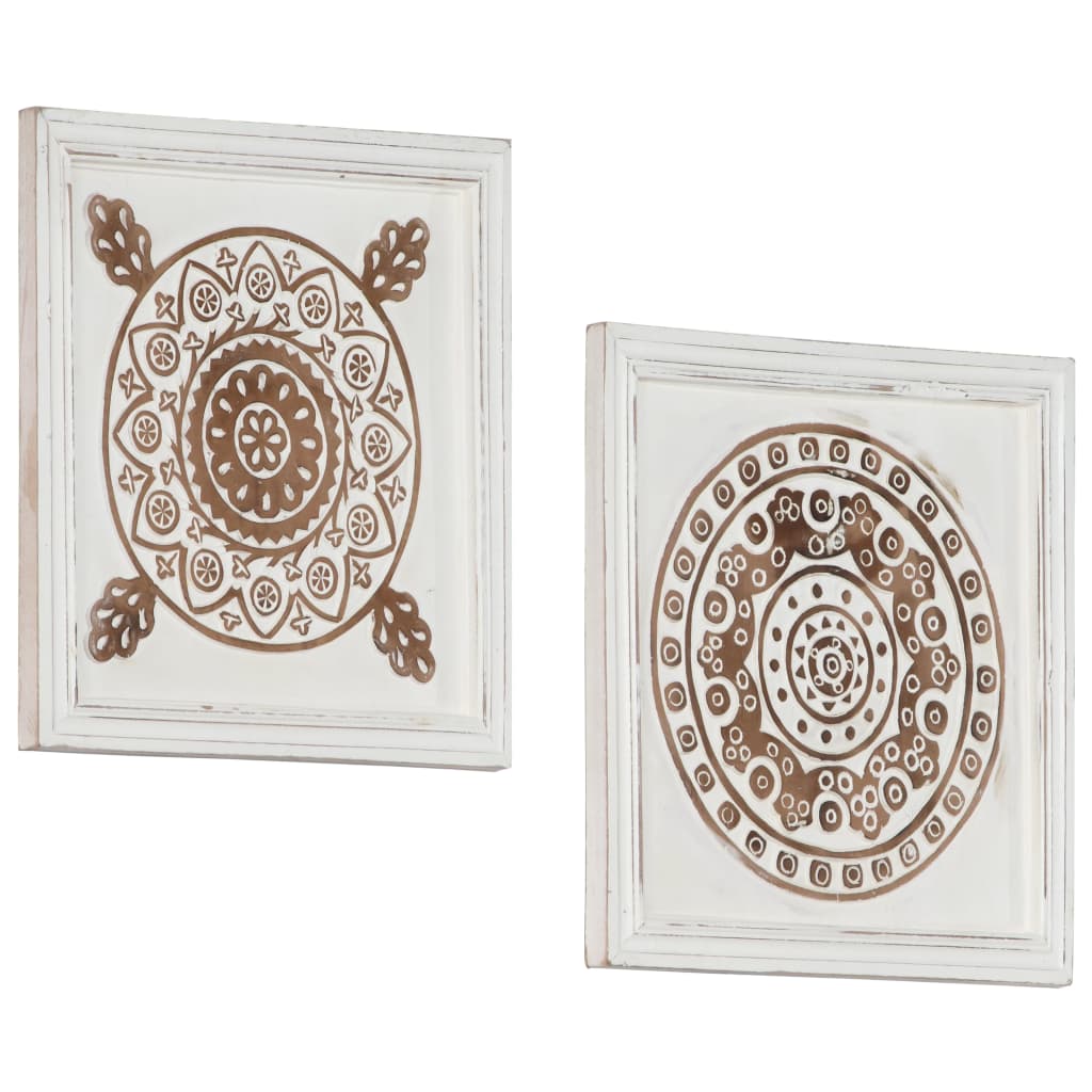 vidaXL Πάνελ Τοίχου Σκαλιστά Χειροποίητα 2 τεμ. 40x40x1,5 εκ. MDF