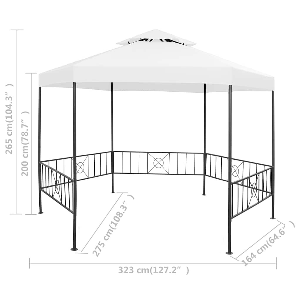 vidaXL Κιόσκι Κήπου Λευκό 323 x 275 x 265 εκ. 180 γρ./μ²