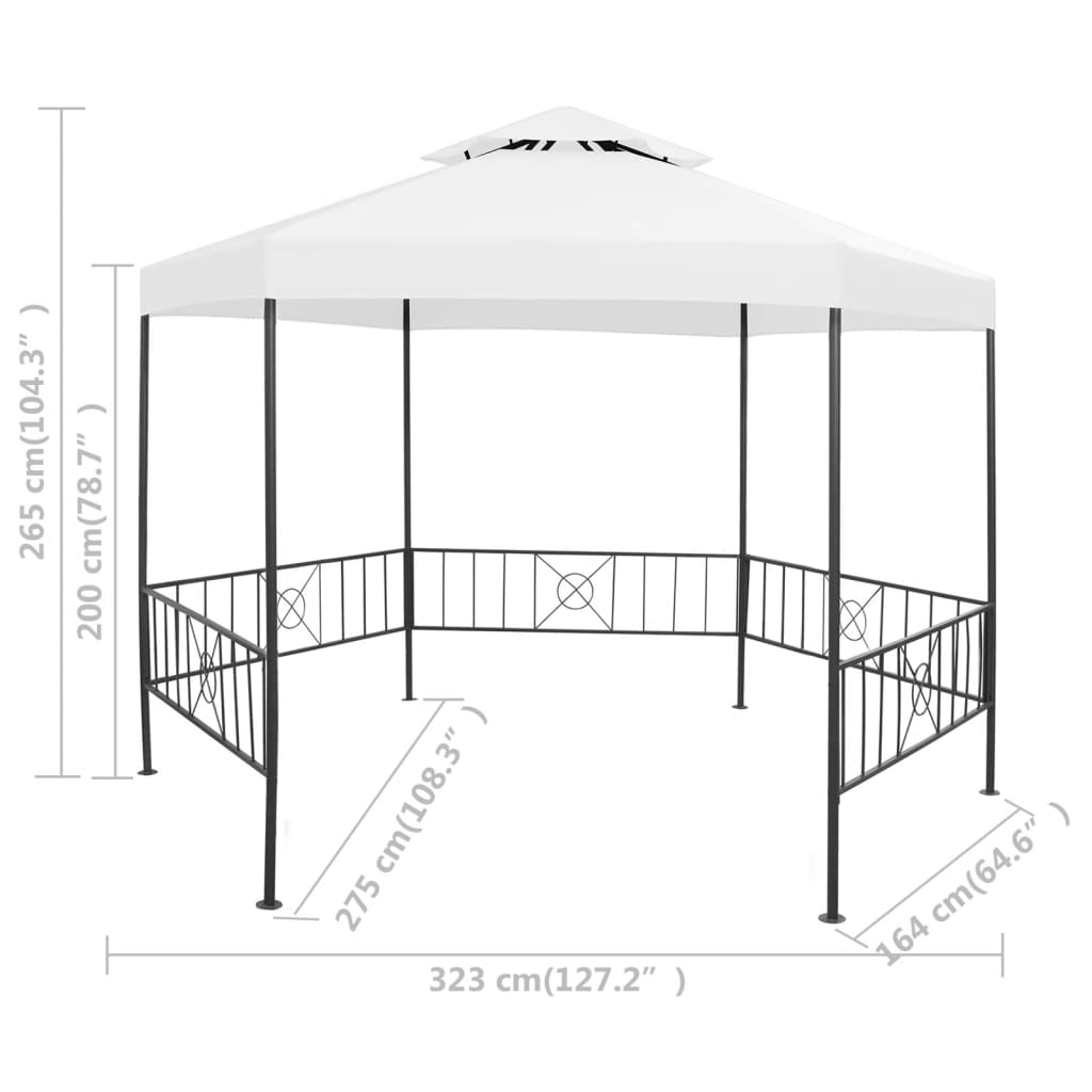 vidaXL Κιόσκι Κήπου Λευκό 323 x 275 x 265 εκ. 180 γρ./μ²
