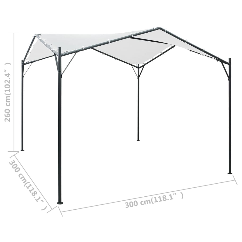 vidaXL Κιόσκι Λευκό 3 x 3 x 2,6 μ. 180 γρ./μ²