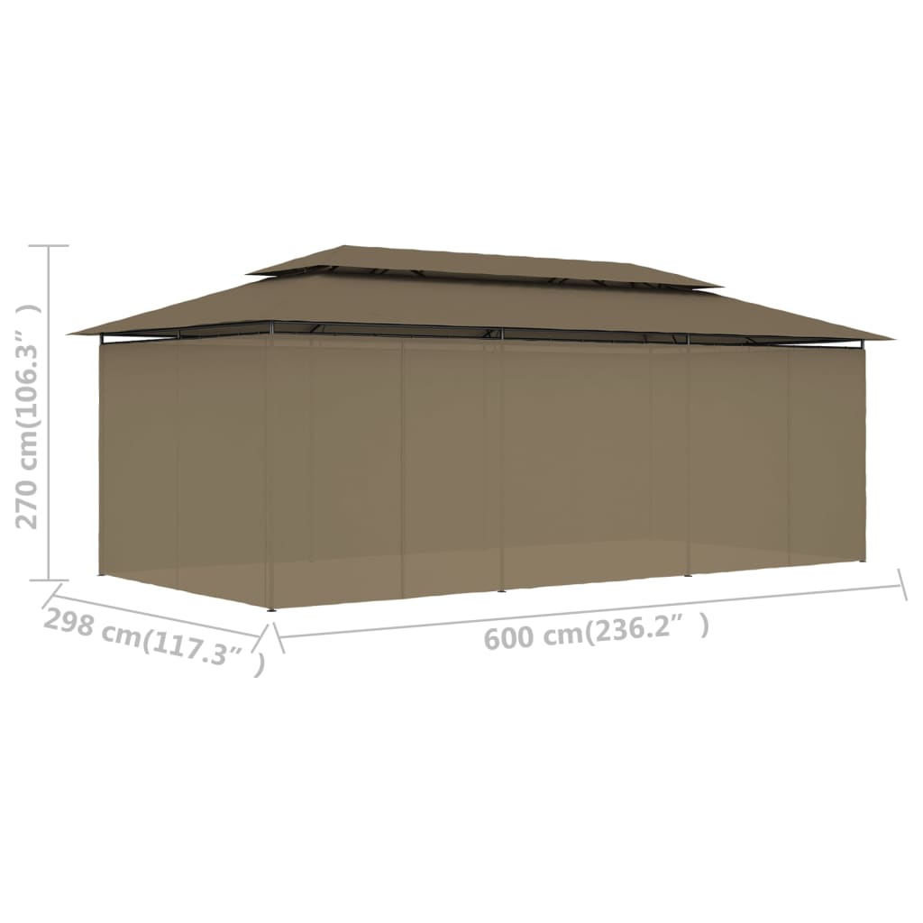 vidaXL Κιόσκι με Κουρτίνες Taupe 600 x 298 x 270 εκ. 180 γρ./μ²
