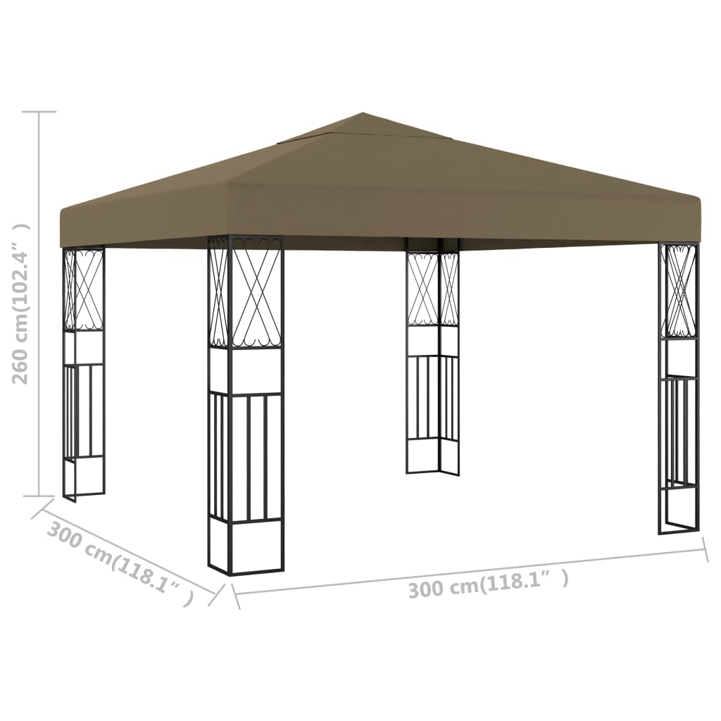 vidaXL Κιόσκι Taupe 3 x 3 μ. Υφασμάτινο