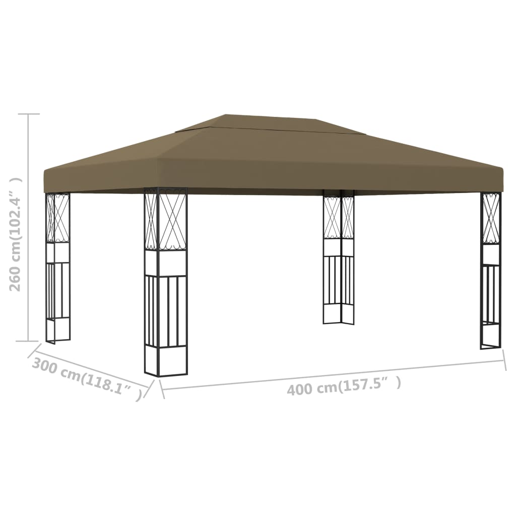 vidaXL Κιόσκι Taupe 3 x 4 μ. Υφασμάτινο