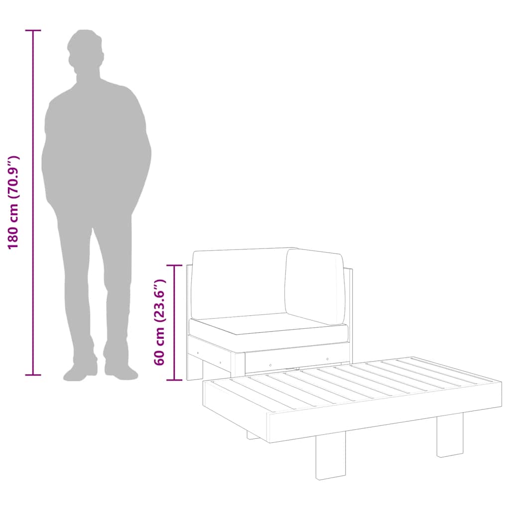 vidaXL Σαλόνι Κήπου 2 Τεμαχίων από Ξύλο Ακακίας / Λευκά Κρεμ Μαξιλάρια