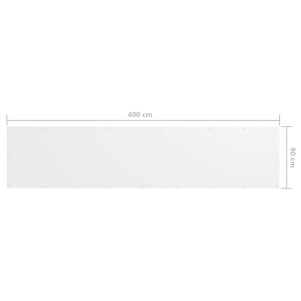 vidaXL Διαχωριστικό Βεράντας Λευκό 90 x 400 εκ. Ύφασμα Oxford