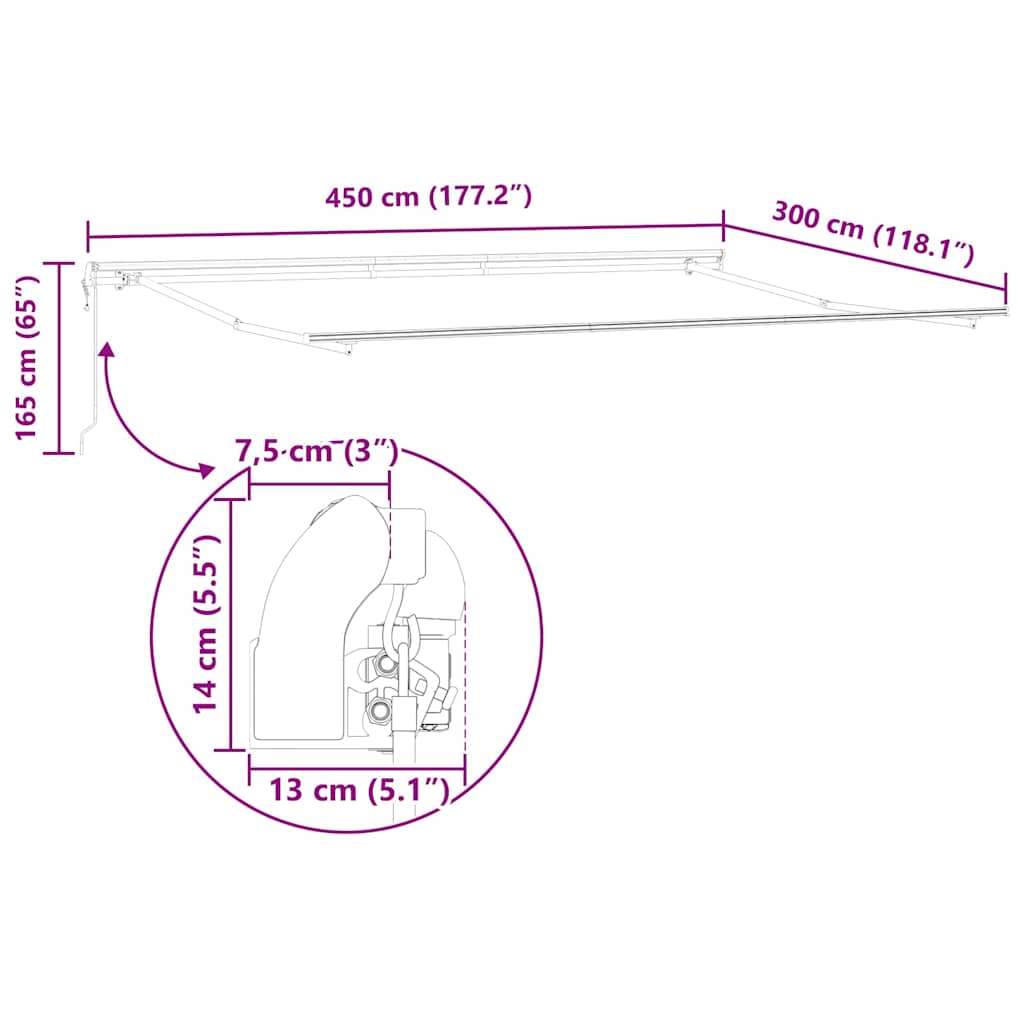vidaXL Σκελετός Τέντας Λευκό 450 x 300 εκ Αλουμίνιο