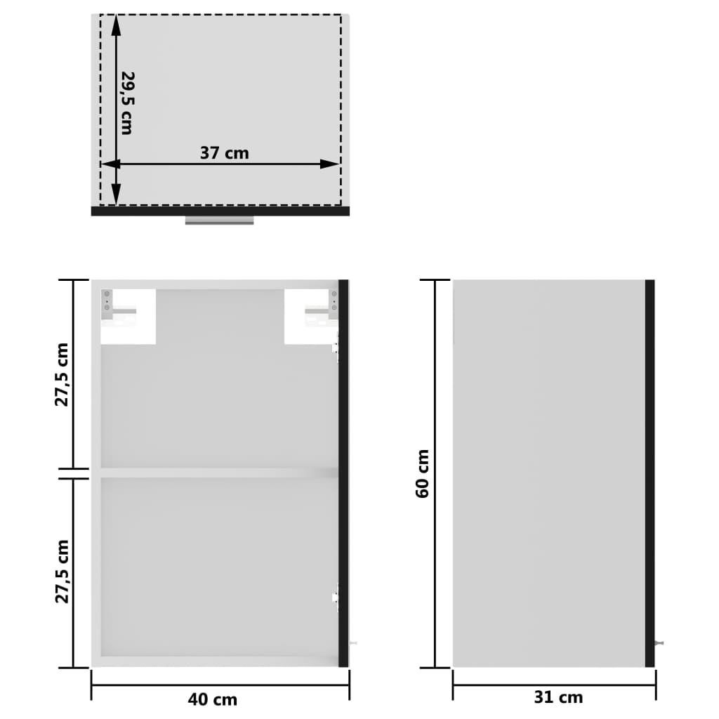 vidaXL Ντουλάπι Κρεμαστό με Τζάμι Lyon Μαύρο 40x31x60εκ. από